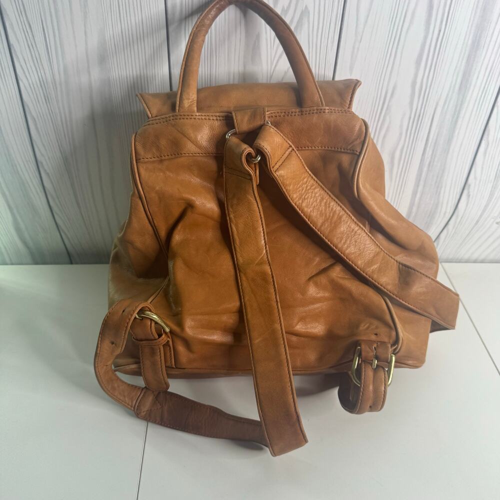 Boulder Ridge Full Grain Leather Backpack Brown Hiking Travel Bag 12x12 - Picture 3 of 11